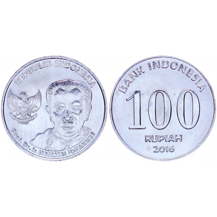 Индонезия 100 Рупий 2016 год UNC KM# 71 Герман Йоханнес (BOX716)