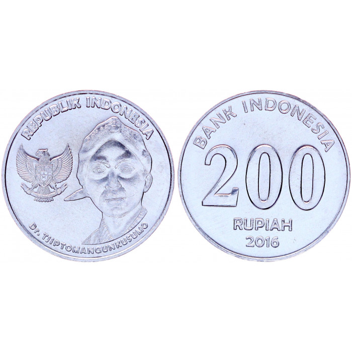 Индонезия 200 Рупий 2016 год UNC KM# 72 Tjipto Mangoenkoesoemo (BOX717)