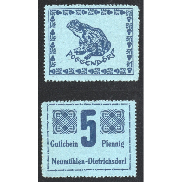 Германия 5 Пфеннигов 1920 (1922) год GrM# 953.1a-3/3 Ноймюлен-Дитрихсдорф Шлезвиг-Гольштейн Нотгельд