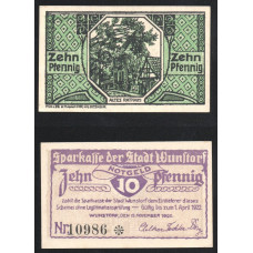 Германия 10 Пфеннигов 1920 (1922) год GrM# 1028.3a-2/4 1458.1a-2/4 Вунсторф Ганновер Нижняя Саксония Нотгельд