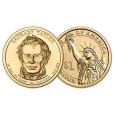 США 1 Доллар 2009 P год UNC Президенты № 12 Закари Тейлор