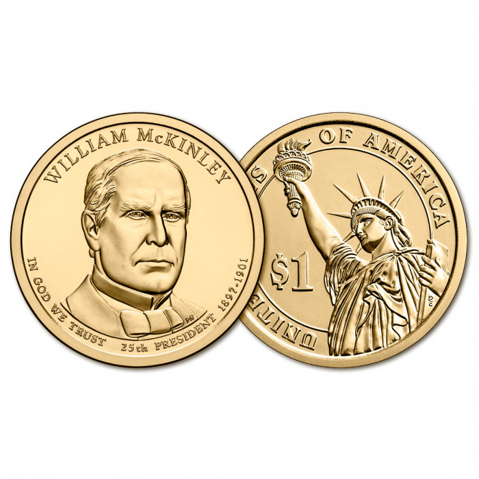 США 1 Доллар 2013 D год UNC Президенты № 25 Уильям Мак-Кинли