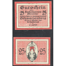 Германия 25 Пфеннигов 1920 год Gra# S58.4b Шварценберг Саксония Нотгельд