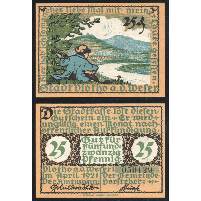 Германия 25 Пфеннигов 1921 год Blotho a.d.Weser Нотгельд № 050129