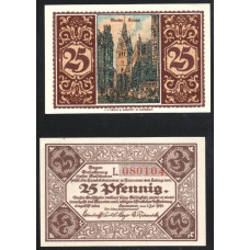 Германия 25 Пфеннигов 1921 год GrM# 572.2-1b Ганновер Нижняя Саксония Нотгельд Серия L № 080104