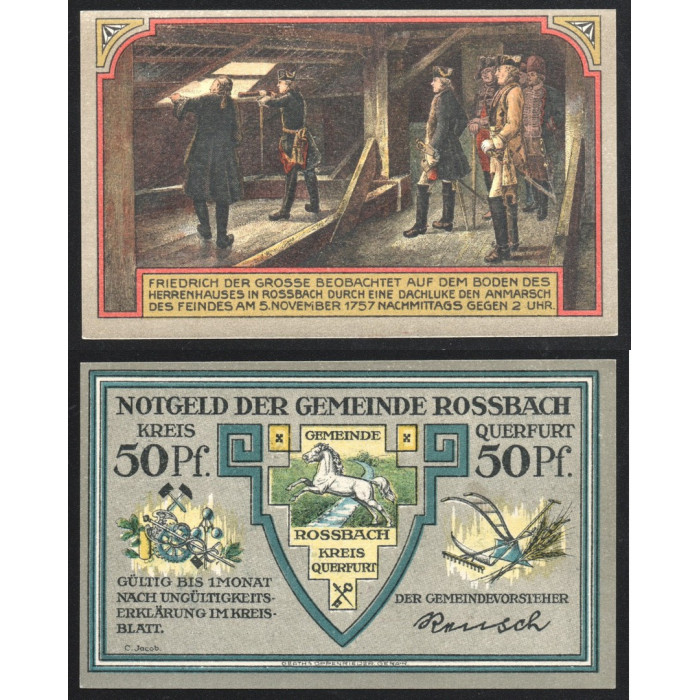 Германия 50 Пфеннигов 1921 год GrM# 1135.1-2/6 Росбах Нотгельд
