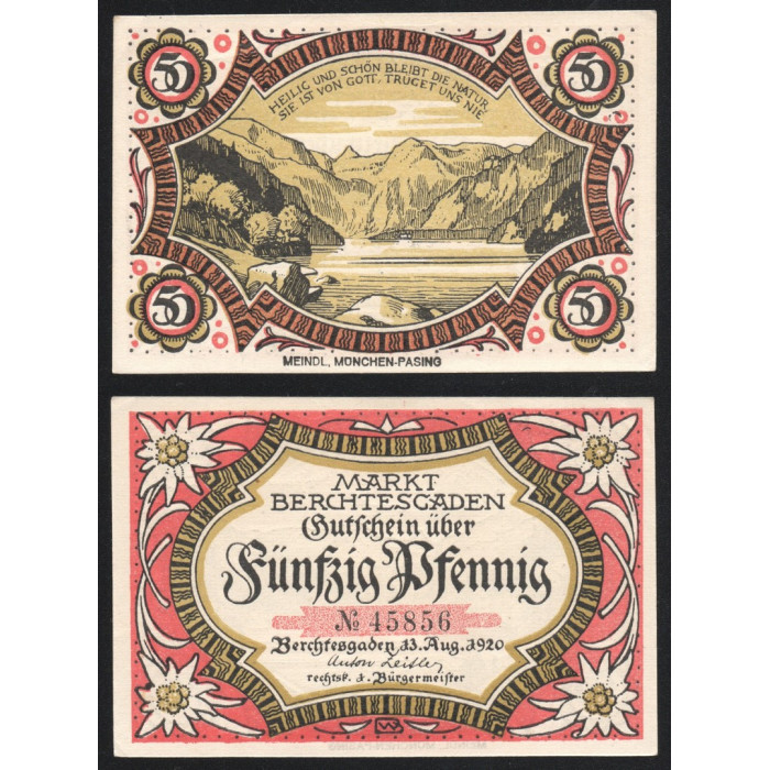 Германия 50 Пфеннигов 1920 год GrM# 76.2 Берхтесгаден Бавария Нотгельд № 45856