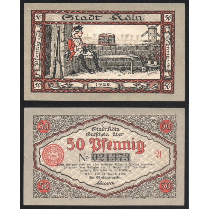 Германия 50 Пфеннигов 1922 год Кёльн Нотгельд Литера U № 021373