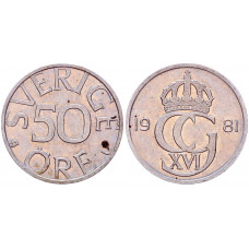 Швеция 50 Эре 1981 год KM# 855 Карл XVI Густав
