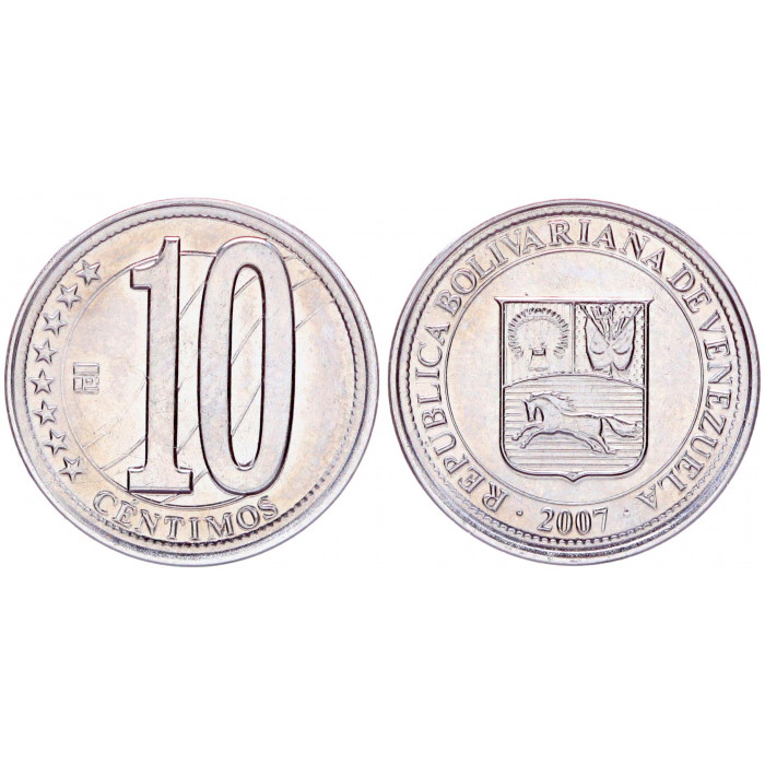 Венесуэла 10 Сентимо 2007 год AUNC Y# 89