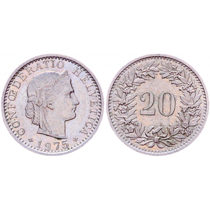 Швейцария 20 Раппенов 1975 B год KM# 29a