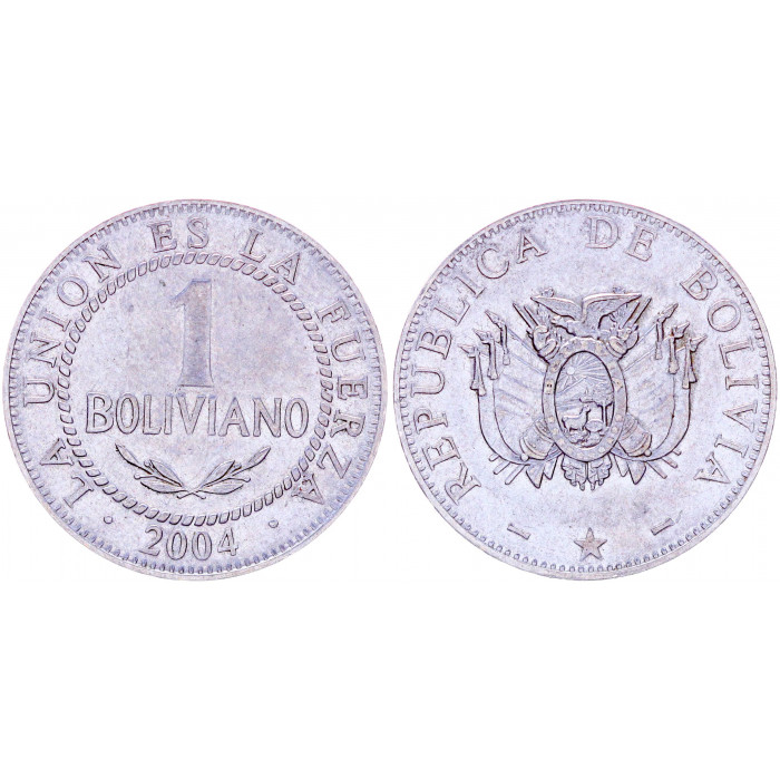 Боливия 1 Боливиано 2004 год KM# 205