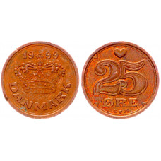Дания 25 Эре 1999 год XF KM# 868.1 Королева Маргрете II