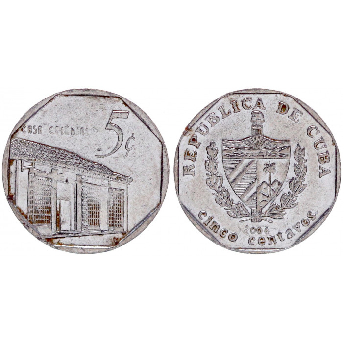 Куба 5 Сентаво 2006 год KM# 575.2 Casa Colonial Кубинский конвертируемый сентаво