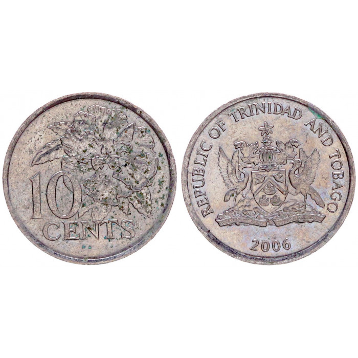 Тринидад и Тобаго 10 Центов 2006 год XF KM# 31 Цветок гибискуса