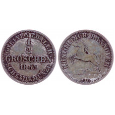 Германия 1/2 Гроша 1865 B год Серебро KM# 235 1/60 Талера Ганновер Германские государства Георг V