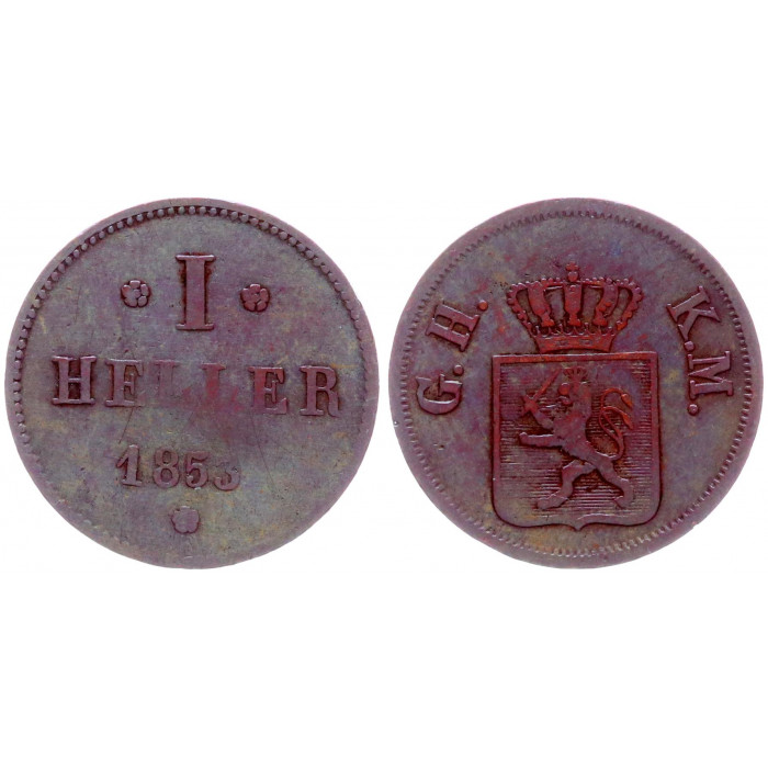 Германия 1 Геллер 1853 год KM# 323 Гессен Германские государства Луи III