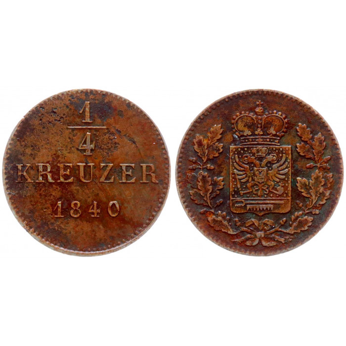 Германия 1/4 Крейцера 1840 год KM# 162 Шварцбург-Рудольштадт Германские государства
