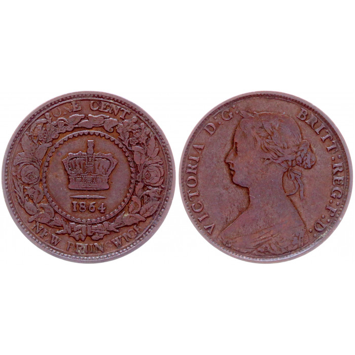 Канада 1 Цент 1864 год КМ# 6 Нью-Брансуик Королева Виктория
