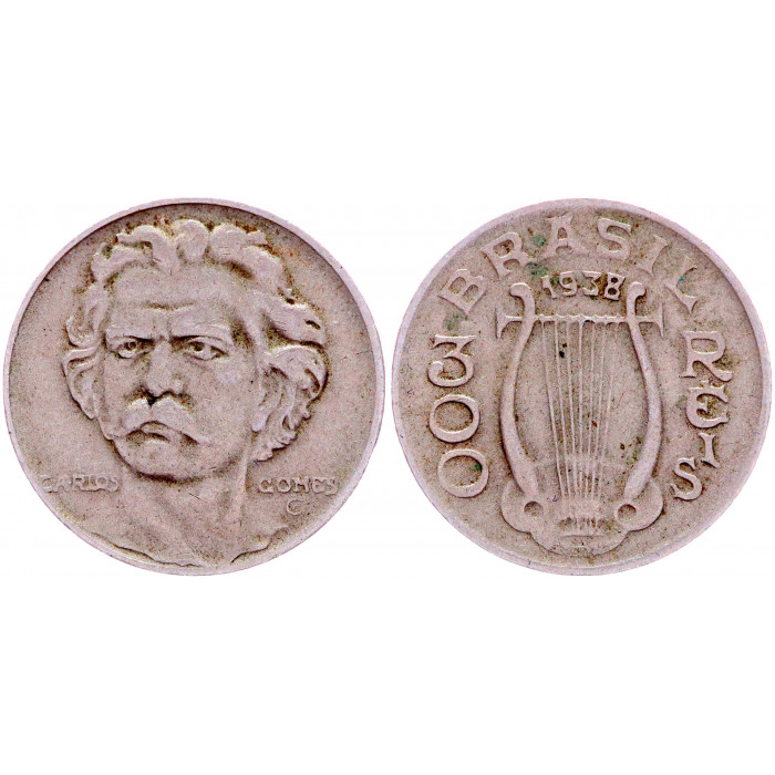 Бразилия 300 Рейс 1938 год KM# 538 Карлос Гомес