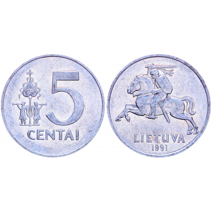Литва 5 Центов 1991 год XF KM# 87