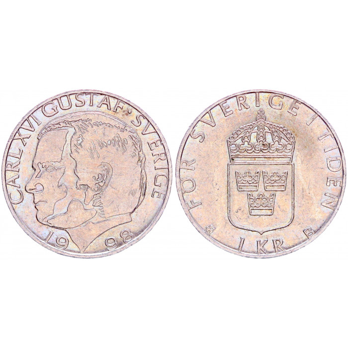 Швеция 1 Крона 1998 год XF KM# 852a Карл XVI Густав