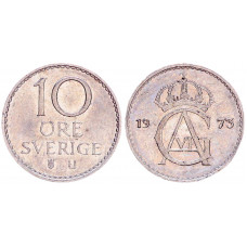 Швеция 10 Эре 1973 год XF КМ# 835 Густав VI