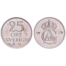 Швеция 25 Эре 1973 год XF KM# 836 Густав VI