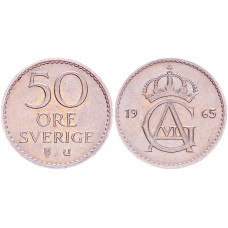 Швеция 50 Эре 1965 год XF KM# 837 Густав VI