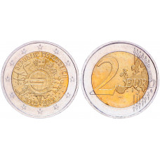 Австрия 2 Евро 2012 год XF KM# 3205 10 лет банкнот и монет Евро Биметалл