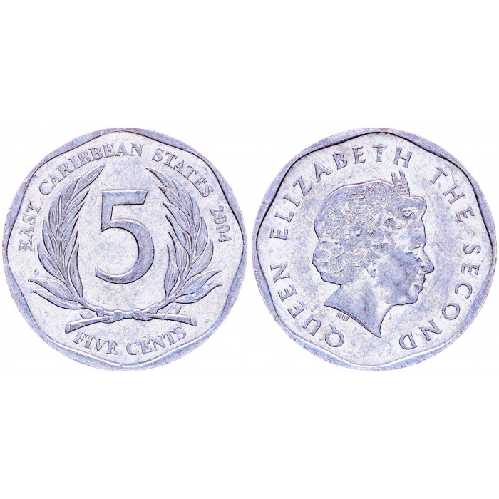 Восточно-Карибские Государства 5 Центов 2004 год XF KM# 36 Британские Карибские Территории
