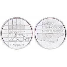 Нидерланды 25 Центов 1994 год XF КМ# 204 Беатрикс (BOX839)