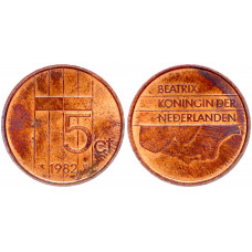 Нидерланды 5 Центов 1982 год XF КМ# 202 Беатрикс (BOX856)