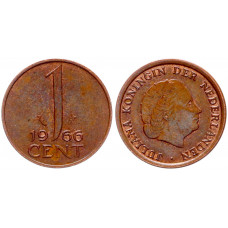 Нидерланды 1 Цент 1966 год XF KM# 180 5-я Королева Юлиана (BOX904)
