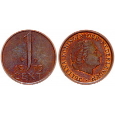 Нидерланды 1 Цент 1973 год XF KM# 180 5-я Королева Юлиана (BOX909)
