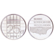 Нидерланды 25 Центов 1994 год XF KM# 204 6-я Королева Беатрикс