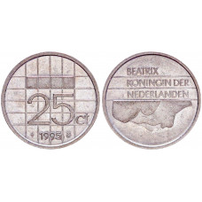 Нидерланды 25 Центов 1995 год XF KM# 204 6-я Королева Беатрикс