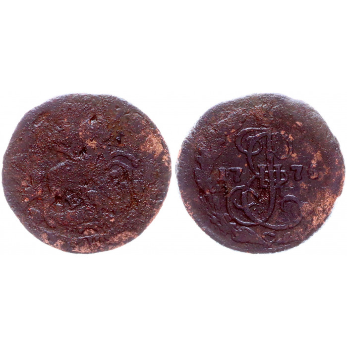 Россия Денга 1775 ЕМ год Бит# 729 (R) Вензель Екатерины II