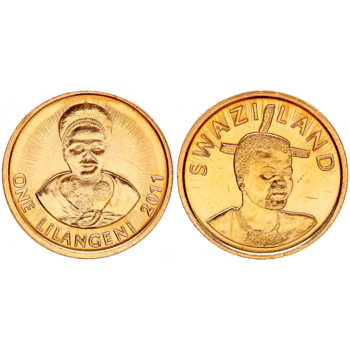 Эсватини 1 Лилангени 2011 год UNC KM# 60 Свазиленд Король Свазиленда Мсвати III (BOX)