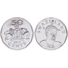 Эсватини 50 Центов 2011 год UNC KM# 59 Свазиленд Король Свазиленда Мсвати III (BOX971)