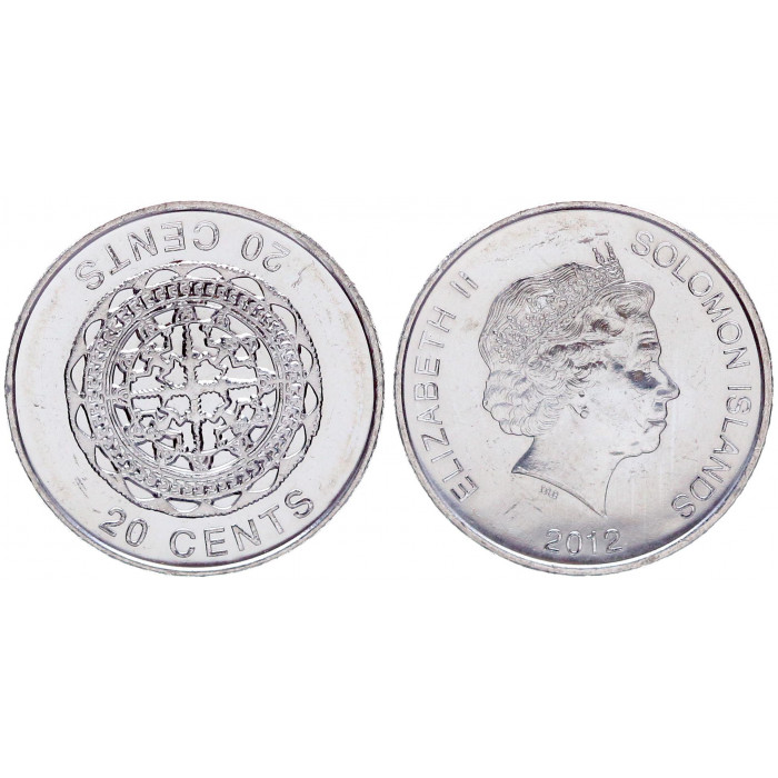 Соломоновы Острова 20 Центов 2012 год UNC KM# 236 Малаита Елизавета II (BOX)