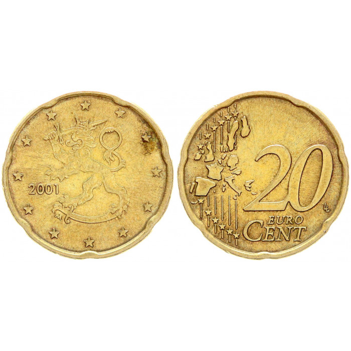 Финляндия 20 Евроцентов 2001 год XF KM# 102