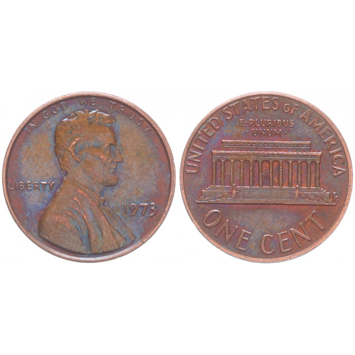 США 1 Цент 1973 год KM# 201 Мемориал Линкольна (BOX799)