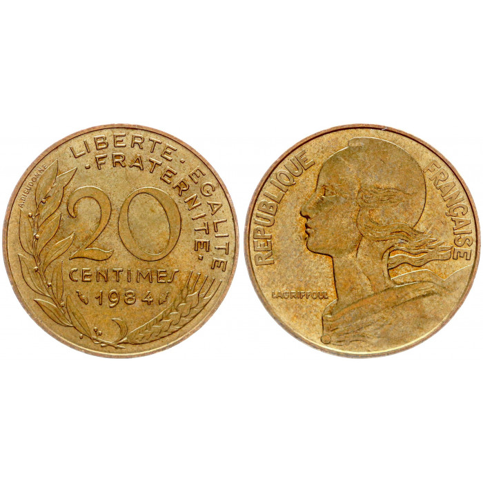 Франция 20 Сентим 1984 год KM# 930 (BOX1200)
