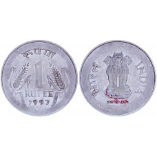 Индия 1 Рупия 1997 год KM# 92.2 Львиная Капитель Ашоки Калькутта
