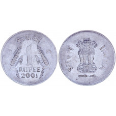 Индия 1 Рупия 2001 год KM# 92.2 Львиная Капитель Ашоки Ромб Мумбай Бомбей