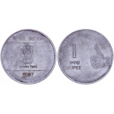 Индия 1 Рупия 2007 год KM# 331 Львиная Капитель Ашоки Калькутта