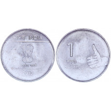 Индия 1 Рупия 2010 год KM# 331 Львиная Капитель Ашоки Калькутта