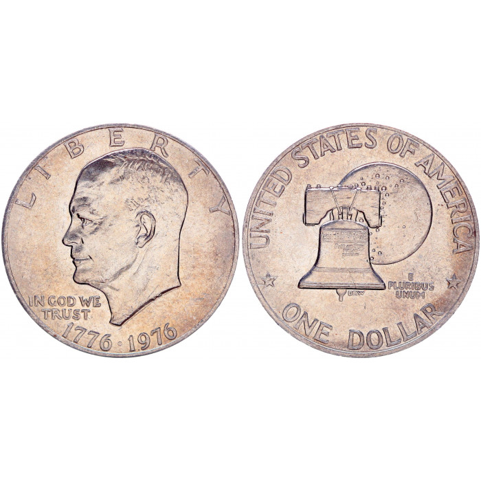 США 1 Доллар 1976 P год KM# 206 Доллар Эйзенхауэра 200-летие Декларации независимости США (BOX)