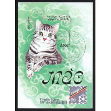 Вьетнам Марка почтовая (#49) 3500 Донг 1990 год Михель VN BL77U Фауна Азиатская дикая кошка Блок 68 x 95 мм